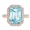 Image 1 : 6.03 ctw Sky Blue Topaz & Micro Pave VS/SI Diamond Ring 14k Rose Gold - REF-41Y6X