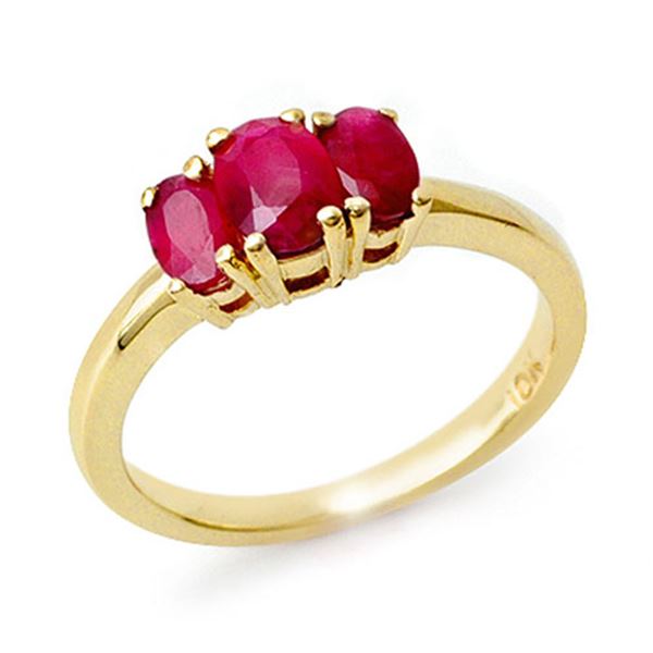 1.0 ctw Ruby Ring 10k Yellow Gold - REF-15M5G