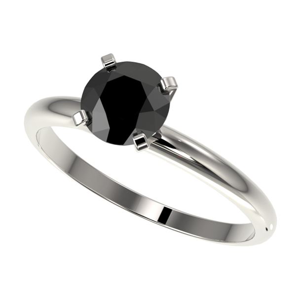 1 ctw Fancy Black Diamond Solitaire Engagment Ring 10k White Gold - REF-22A3N