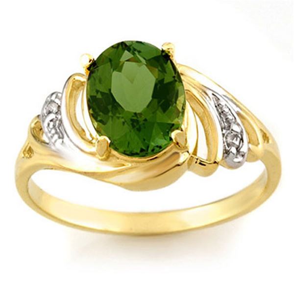 2.54 ctw Green Tourmaline & Diamond Ring 10k Yellow Gold - REF-29A3N