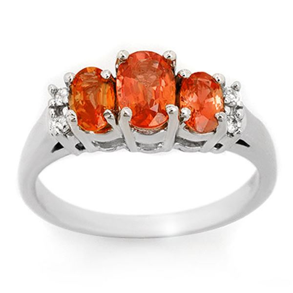 1.14 ctw Orange Sapphire & Diamond Ring 18k White Gold - REF-40M9G