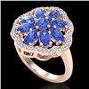 Image 1 : 3 ctw Tanzanite & VS/SI Diamond Cluster Designer Ring 10k Rose Gold - REF-52R3K