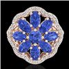Image 2 : 3 ctw Tanzanite & VS/SI Diamond Cluster Designer Ring 10k Rose Gold - REF-52R3K