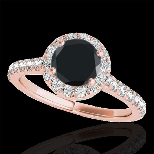 1.70 ctw Certified VS Black Diamond Solitaire Halo Ring 10k Rose Gold - REF-53G9W