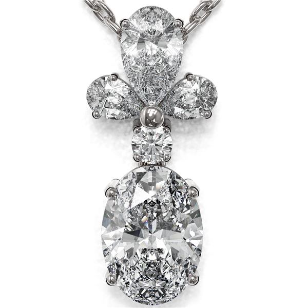 1.4 ctw Oval Cut Diamond Designer Necklace 18K White Gold - REF-181H2R