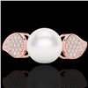 Image 1 : 0.27 ctw Micro Pave VS/SI Diamond & Pearl Designer Ring 14k Rose Gold - REF-38H2R