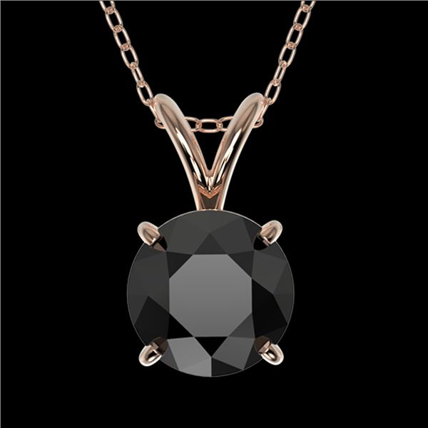 1 ctw Fancy Black Diamond Solitaire Necklace 10k Rose Gold - REF-21F5M