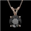 Image 1 : 1 ctw Fancy Black Diamond Solitaire Necklace 10k Rose Gold - REF-21F5M