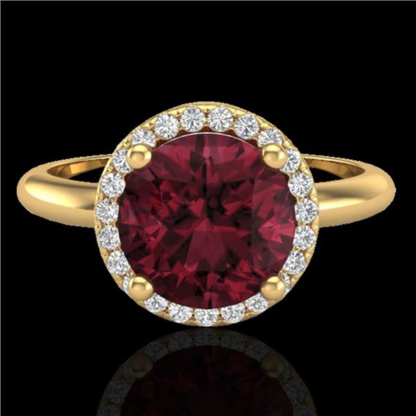 2.70 ctw Garnet & Micro Pave VS/SI Diamond Ring 18k Yellow Gold - REF-38Y2X