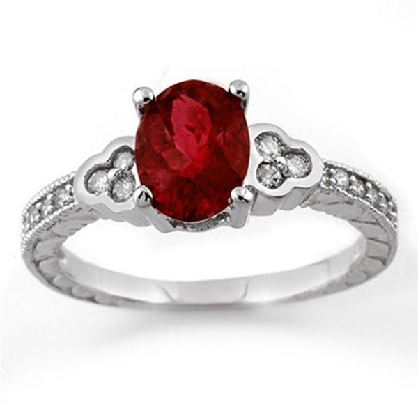 2.27 ctw Rubellite & Diamond Ring 14k White Gold - REF-53W5H