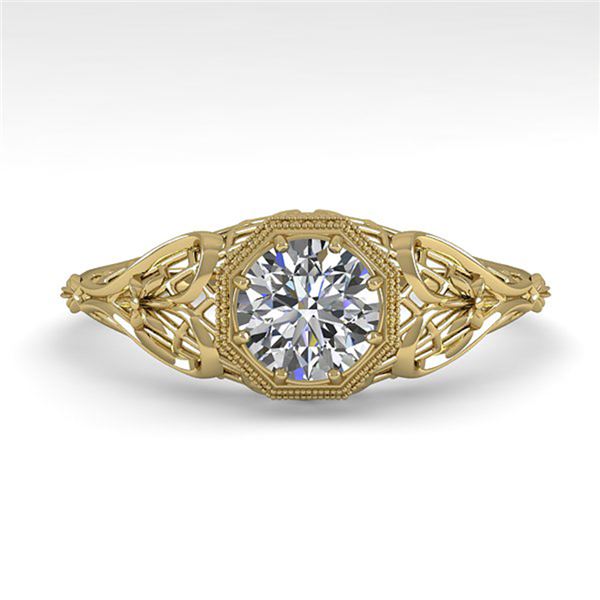 0.50 ctw VS/SI Diamond Engagment Ring Art Deco 18k Yellow Gold - REF-104W8H