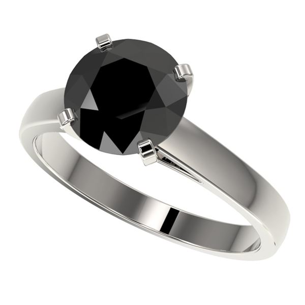2.59 ctw Fancy Black Diamond Solitaire Engagment Ring 10k White Gold - REF-45H4R