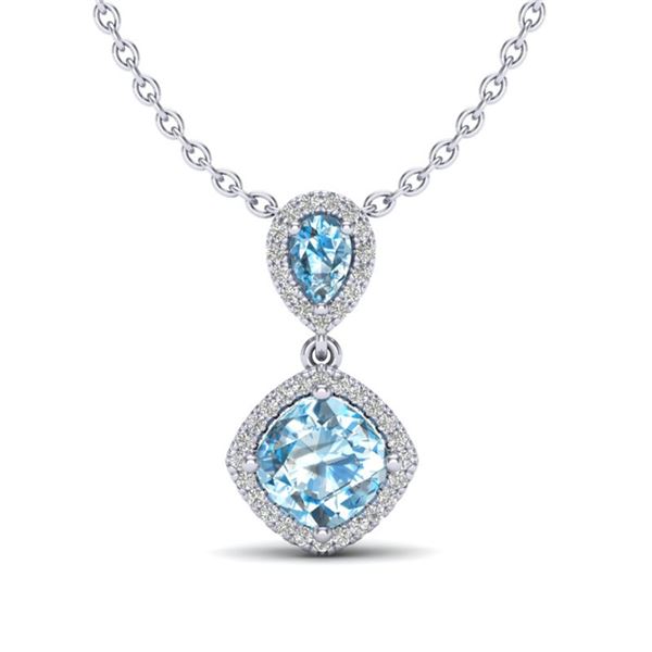 3.50 ctw Sky Blue Topaz & Micro VS/SI Diamond Necklace 10k White Gold - REF-33X8A