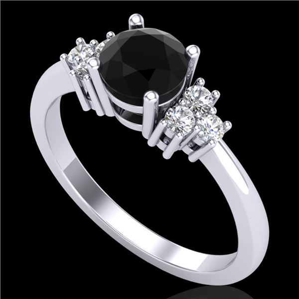 1 ctw Fancy Black Diamond Engagment Ring 18k White Gold - REF-49Y3X