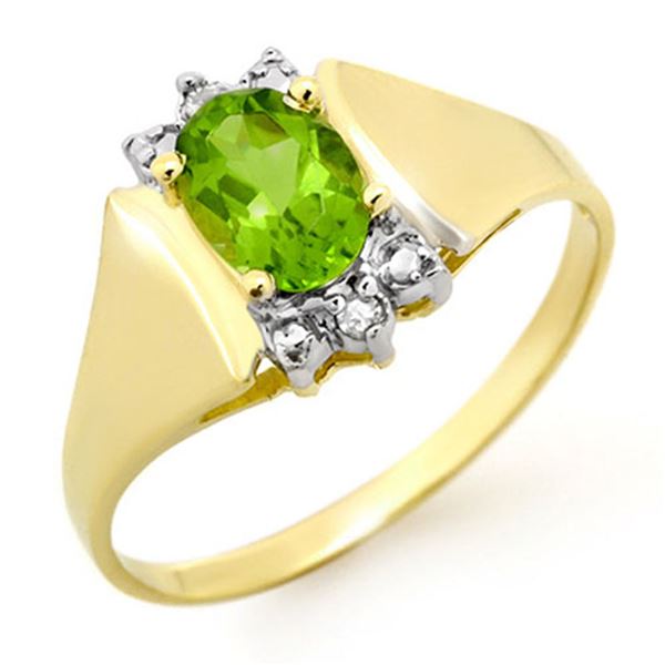 1.28 ctw Peridot & Diamond Ring 10k Yellow Gold - REF-11K2Y