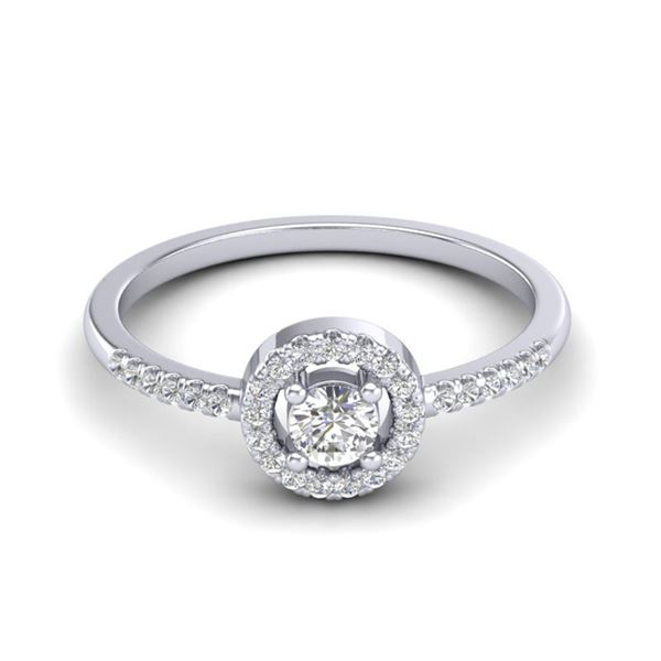 0.40 ctw Micro Pave VS/SI Diamond Certified Ring Halo 18k White Gold - REF-35G3W