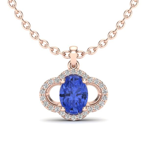 1.75 ctw Tanzanite & Micro Pave VS/SI Diamond Necklace 10k Rose Gold - REF-39G5W