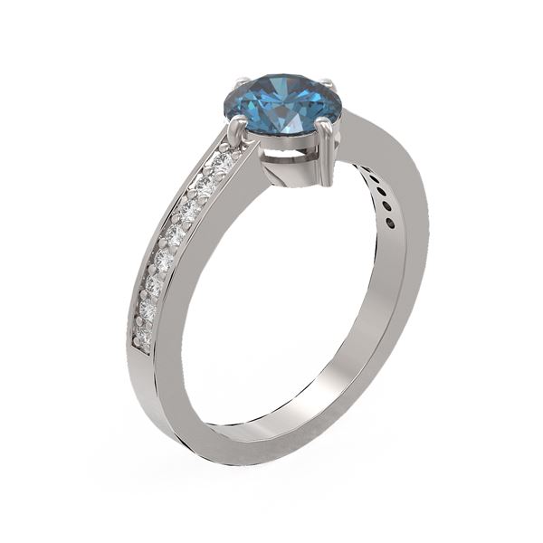 1.25 ctw Intense Blue Diamond Ring 18K White Gold - REF-199W6H