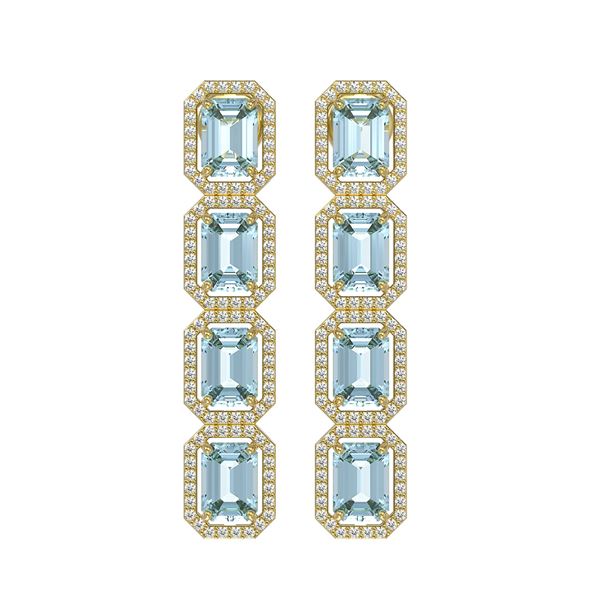 11.13 ctw Sky Topaz & Diamond Micro Pave Halo Earrings 10k Yellow Gold - REF-147N5F