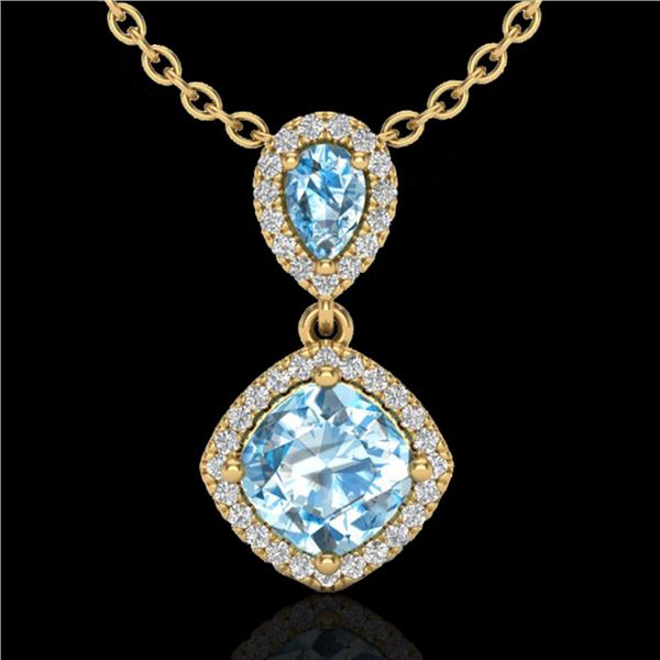 3.50 ctw Sky Blue Topaz & Micro VS/SI Diamond Necklace 10k Yellow Gold - REF-33W8H