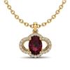 Image 1 : 2 ctw Garnet & Micro Pave VS/SI Diamond Certified Necklace 10k Yellow Gold - REF-24H5R