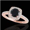 Image 1 : 1.25 ctw Certified VS Black Diamond Solitaire Halo Ring 10k Rose Gold - REF-51H8R
