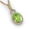 Image 1 : 3 ctw Peridot & Micro Pave Halo VS/SI Diamond Necklace 14k Yellow Gold - REF-41N6F