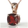Image 1 : 1.50 Cushion Cut ctw Garnet Designer Solitaire Necklace 14k Rose Gold - REF-15X2A