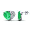 Image 2 : 2.50 ctw Emerald & Micro Pave VS/SI Diamond Earrings 10k White Gold - REF-25Y9X