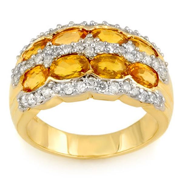 3.75 ctw Yellow Sapphire & Diamond Ring 14k Yellow Gold - REF-105N5F