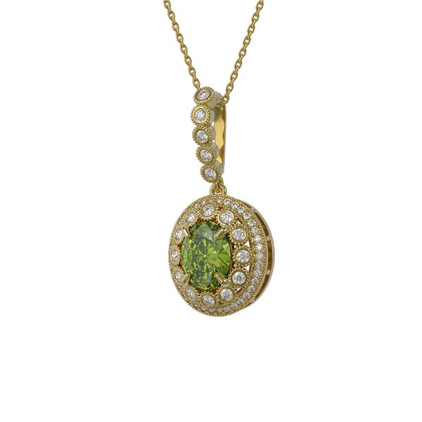 4.22 ctw Tourmaline & Diamond Victorian Necklace 14K Yellow Gold - REF-134X2A