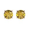 Image 1 : 1 ctw Certified Intense Yellow Diamond Stud Earrings 10k Rose Gold - REF-95G3W