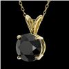 Image 2 : 1.25 ctw Fancy Black Diamond Solitaire Necklace 10k Yellow Gold - REF-31R9K