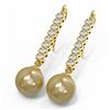 Image 3 : 1.44 ctw Diamond & Pearl Earrings 18K Yellow Gold - REF-162K9Y