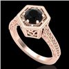 Image 1 : 0.77 ctw Fancy Black Diamond Engagment Art Deco Ring 18k Rose Gold - REF-52A8N