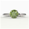 Image 1 : 2 ctw Green Tourmaline Designer Engagment Ring 18k White Gold - REF-40G9W