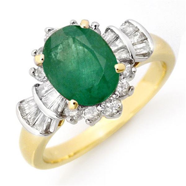 2.01 ctw Emerald & Diamond Ring 14k Yellow Gold - REF-80W2H