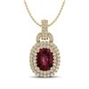 Image 1 : 2.50 ctw Garnet & Micro Pave VS/SI Diamond Necklace 14k Yellow Gold - REF-52W8H