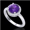 Image 2 : 2 ctw Amethyst & Micro Pave VS/SI Diamond Ring 18k White Gold - REF-45X2A