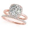 Image 1 : 0.8 ctw Certified VS/SI Cushion Diamond 2pc Set Halo 14k Rose Gold - REF-107W6H