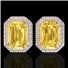 Image 1 : 8.40 ctw Citrine & Micro Pave VS/SI Diamond Earrings 14k Rose Gold - REF-50N2F