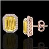 Image 2 : 8.40 ctw Citrine & Micro Pave VS/SI Diamond Earrings 14k Rose Gold - REF-50N2F