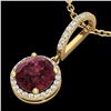 Image 1 : 2.75 ctw Garnet & Micro Pave VS/SI Diamond Necklace 18k Yellow Gold - REF-45N3F