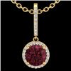 Image 2 : 2.75 ctw Garnet & Micro Pave VS/SI Diamond Necklace 18k Yellow Gold - REF-45N3F