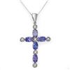 Image 1 : 3.15 ctw Tanzanite & Diamond Necklace 10k White Gold - REF-26F2M