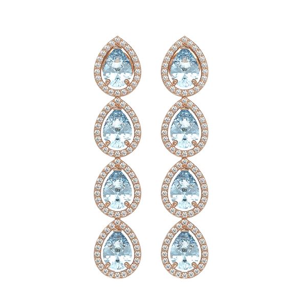 7.41 ctw Aquamarine & Diamond Micro Pave Halo Earrings 10k Rose Gold - REF-169Y6X
