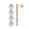 Image 2 : 7.41 ctw Aquamarine & Diamond Micro Pave Halo Earrings 10k Rose Gold - REF-169Y6X