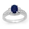 Image 1 : 1.75 ctw Blue Sapphire & Diamond Ring 18k White Gold - REF-89M3G