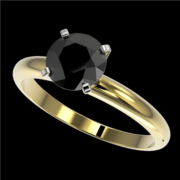 1.50 ctw Fancy Black Diamond Solitaire Engagment Ring 10k Yellow Gold - REF-39R3K