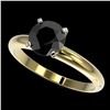 Image 1 : 1.50 ctw Fancy Black Diamond Solitaire Engagment Ring 10k Yellow Gold - REF-39R3K